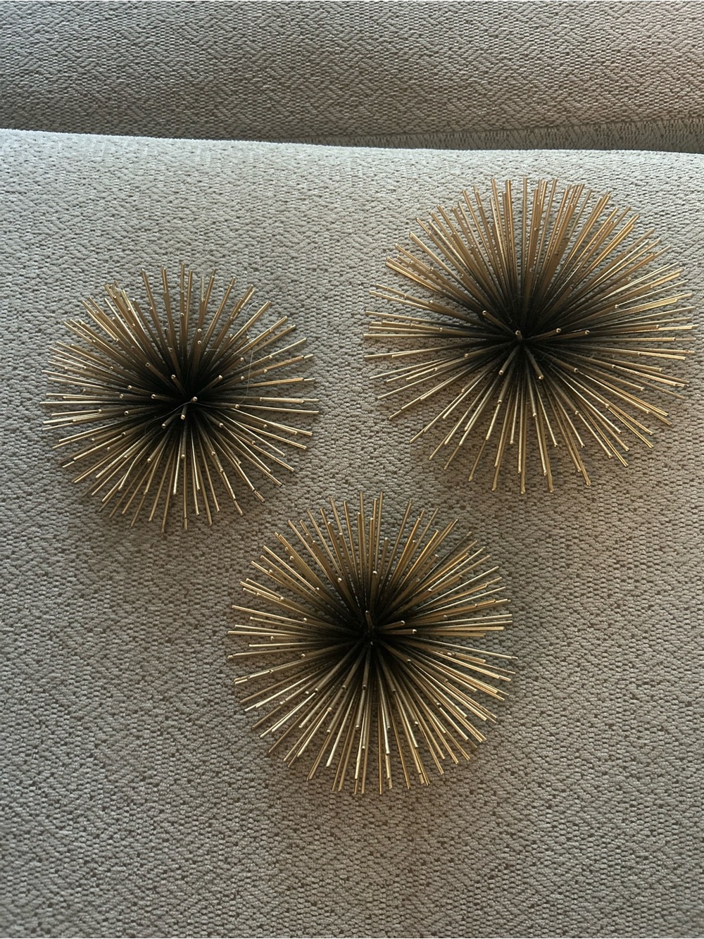 Gold Starburst Wall Decor Trio - Elegant Metal Home Accent